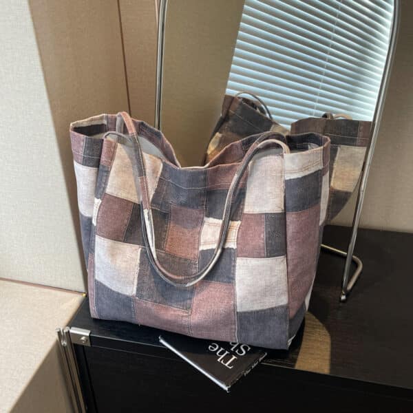 Women's Large Capacity Denim Color-contrast Versatile Tote Bag - Image 4