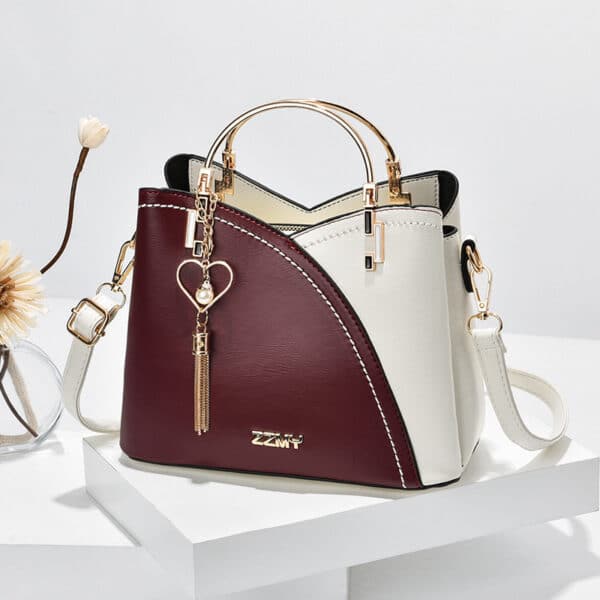 Color Block Handbag Love Tassel Decor Crossbody Bags For Women - Image 3