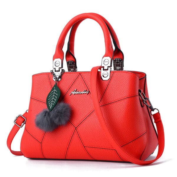 Ladies Bag Fashion Geometric Print Handbags Shoulder Messenger Bag With Ball Pendant - Image 4