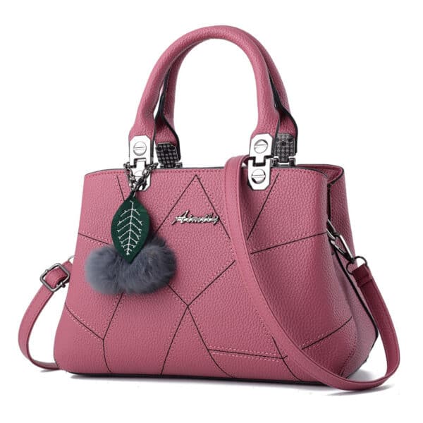 Ladies Bag Fashion Geometric Print Handbags Shoulder Messenger Bag With Ball Pendant - Image 2